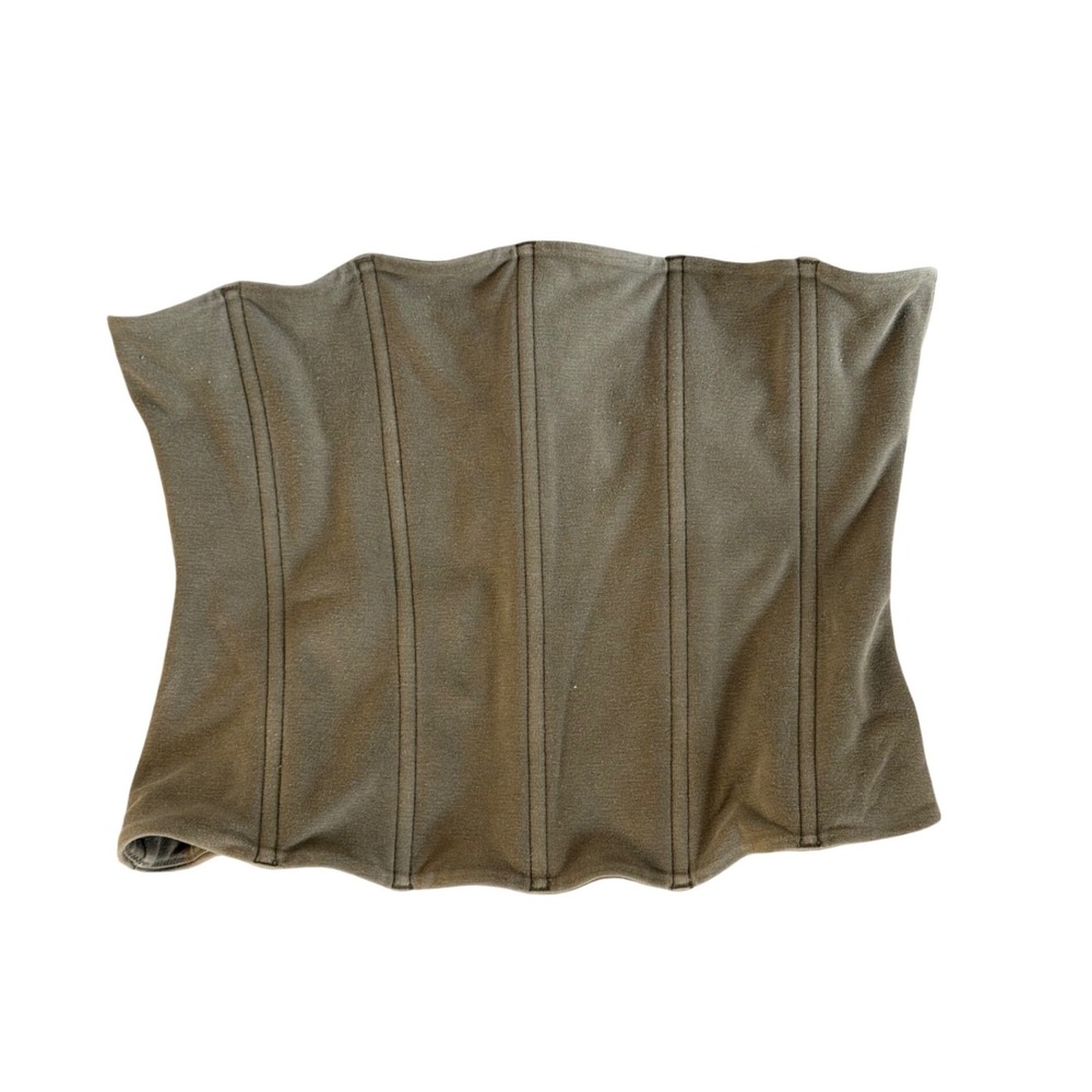SKIMS Cotton Rib Corset Waist Cincher Olive Green Zip Up XL/TG/XG